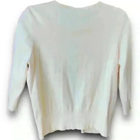 vtg Faded Glory embroidered beaded spring yellow cardigan sweater 3/4‎ sleeves m - Picture 9 of 10